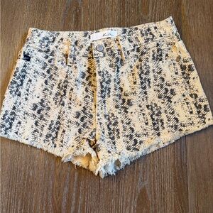 KanCan Women's Snake Print Jean Shorts - Black and Cream